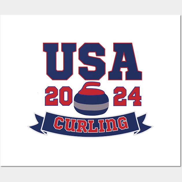 usa curling 2024 Wall Art by soft and timeless